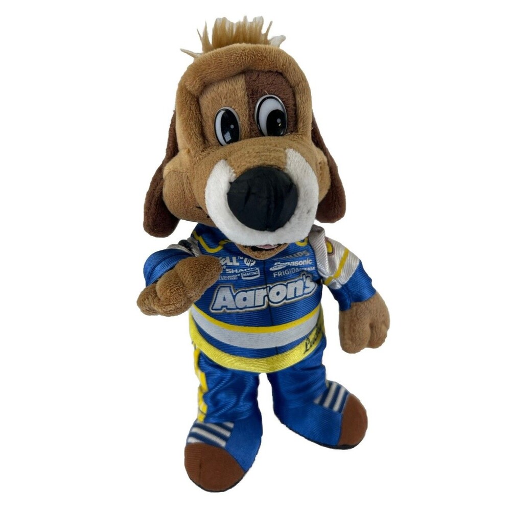 Aarons Lucky 00 Dog Puppy Racing Advertising Plush Stuffed Animal 9” Nascar Toy